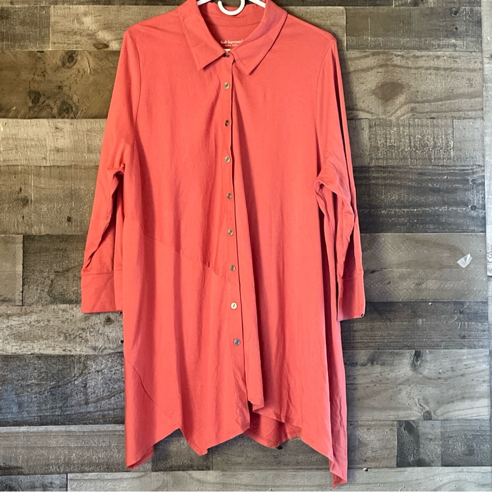 Soft Surroundings Coral Tunic Top
